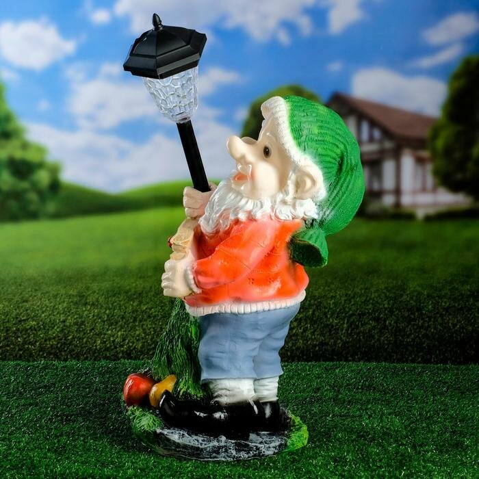 Хорошие сувениры Садовый фонарь "Гном с фонарем и табличкой "Привет ...