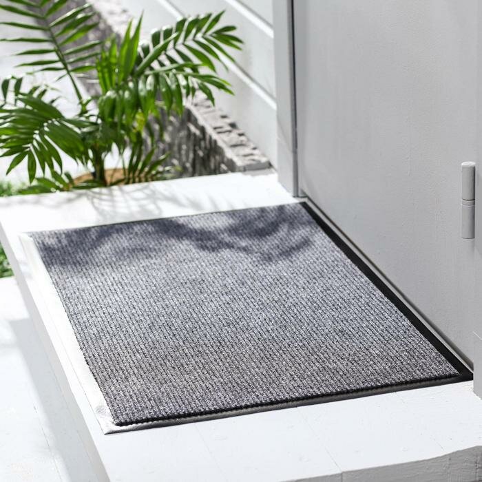 Коврик придверный влаговпитывающий, ребристый, «Комфорт», 50×80 см, цвет серый - фотография № 1