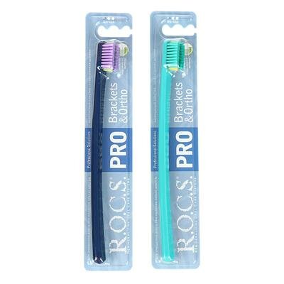 Зубная щетка R.O.C.S Pro Brackets & Ortho комплект 3 шт. для брекет-систем мягкая микс R.O.C.S.