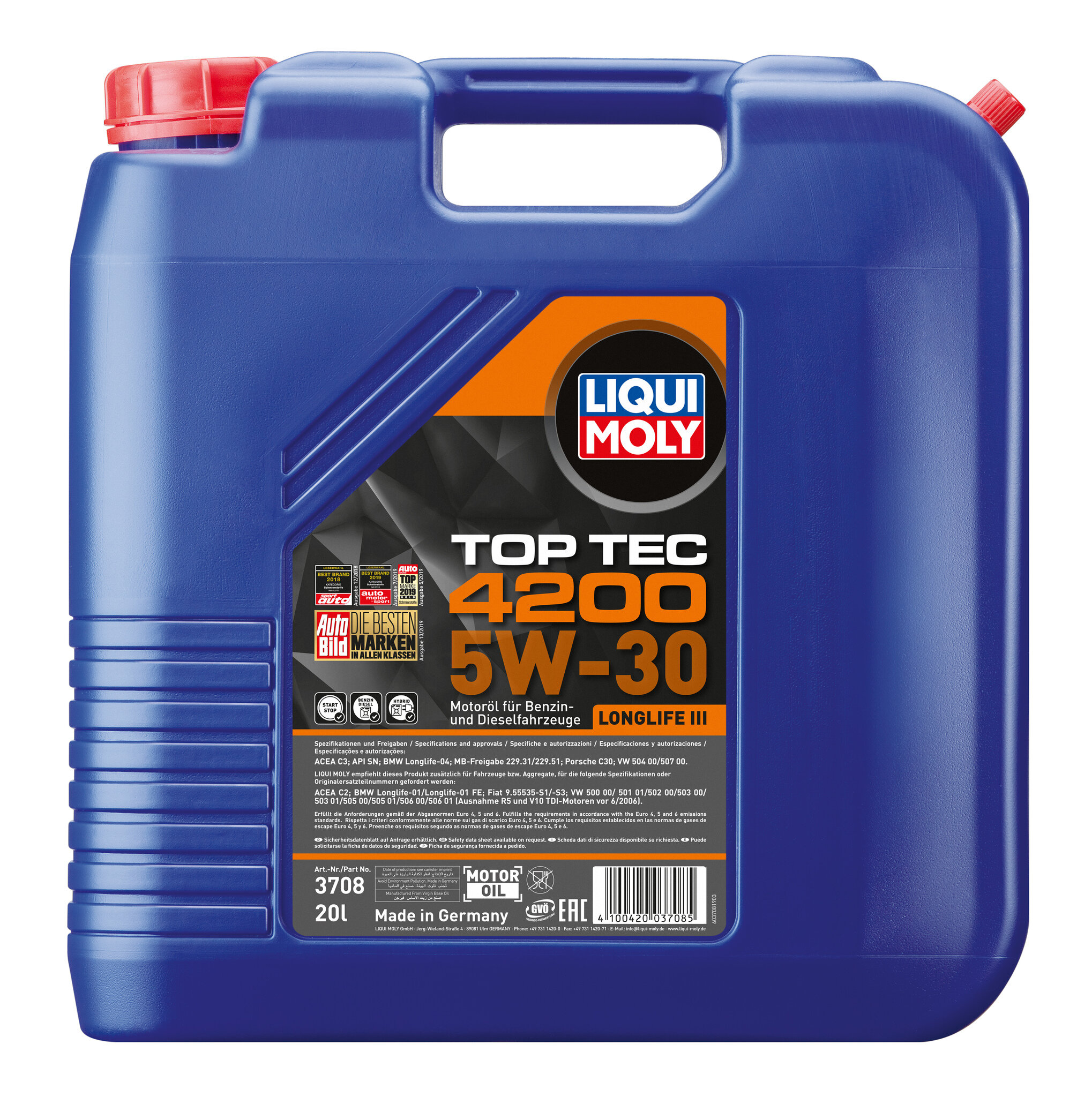 Моторное масло LIQUIMOLY Top Tec 4200 5W30 hc-синтетическое 20л (Liqui Moly 5w30)