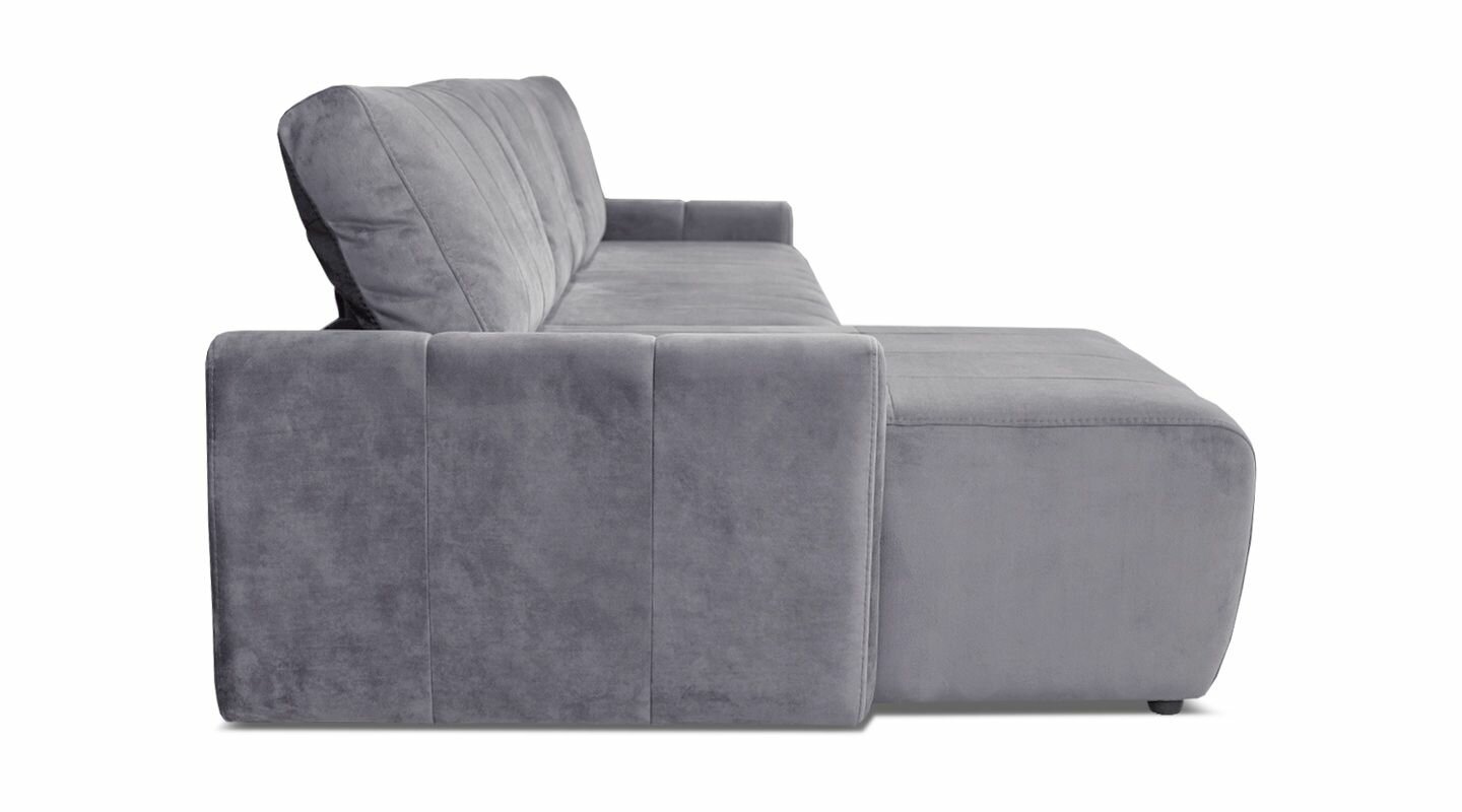 Угловой диван Норфолк 245х145х88 см, еврокнижка, независимый пружинный блок, серый велюр - фотография № 4
