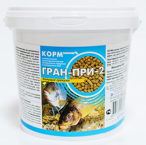 Зоомир Корм для прудовых и крупных аквариумных рыб разных видов гран-при 2, тонущие гранулы (ведро 1л) 171, 0,6 кг (2 шт)