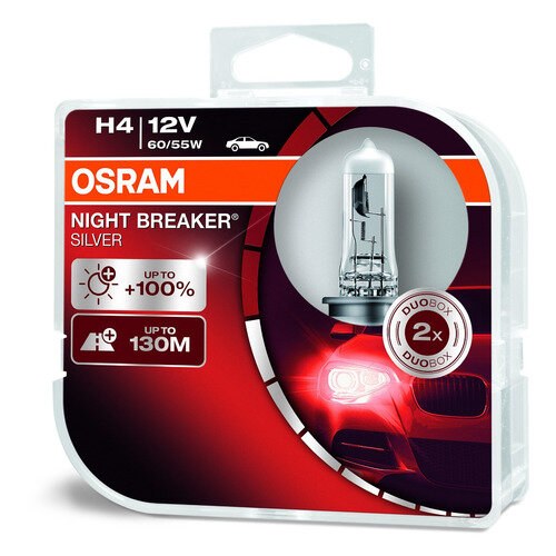 Лампа автомобильная галогенная Osram 64193NBS-HCB, H4, 12В, 2шт