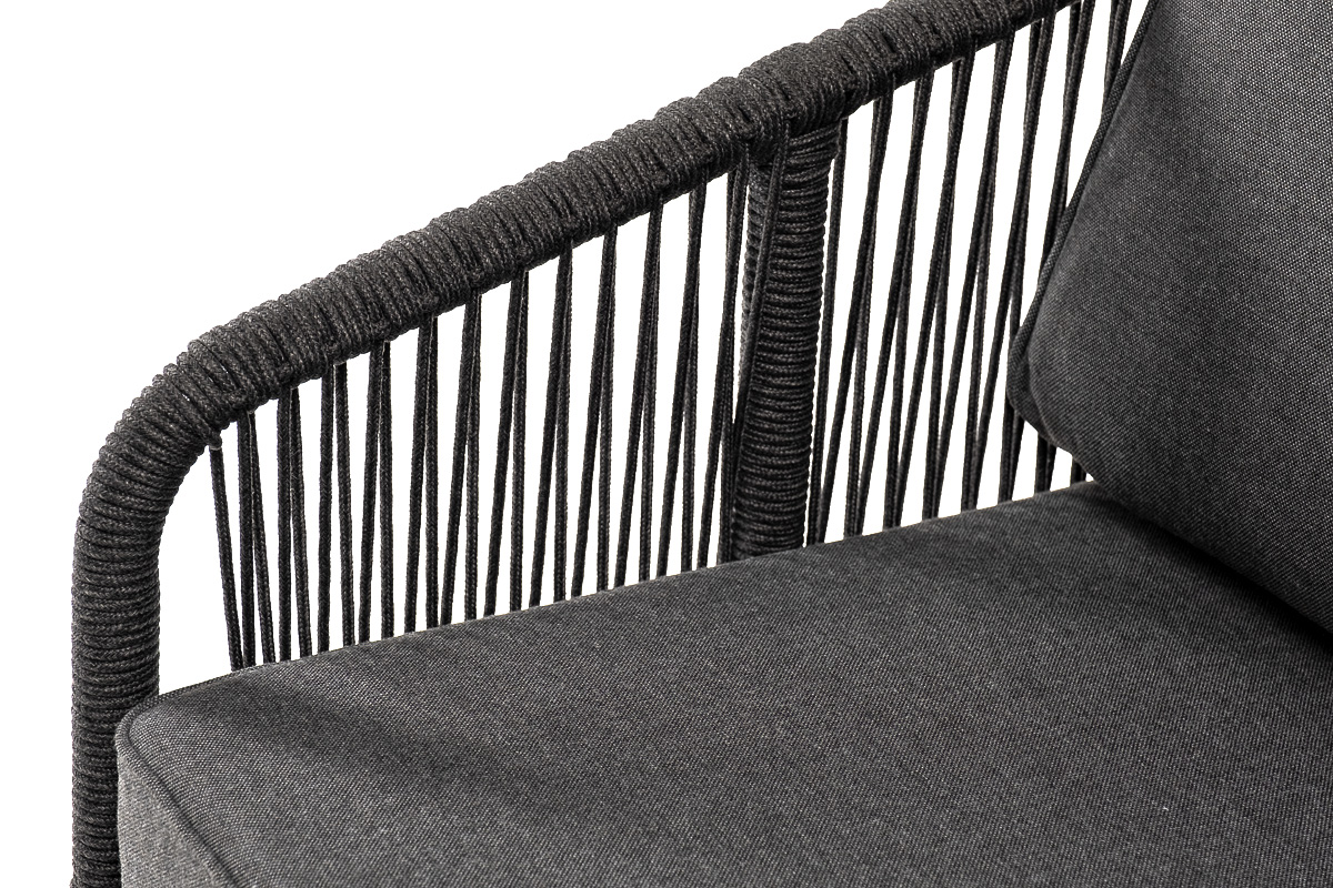 "Канны" диван 2-местный плетеный из роупа, основание дуб, темно-серый - фотография № 7
