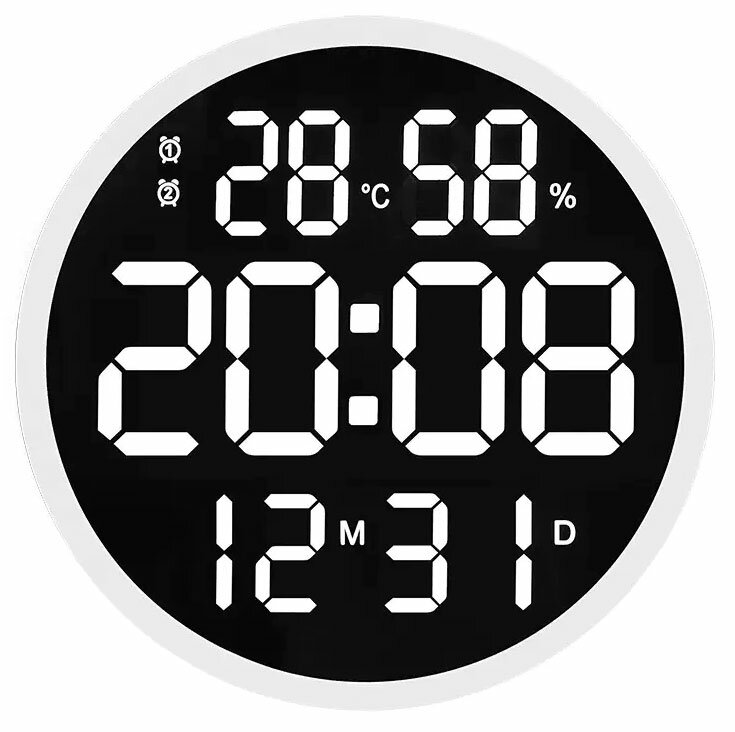 Сетевые LED 6620 W светодиодные настенные часы-будильник с календарем, интеллектуальной яркостью с дистанционным управлением. - фотография № 1