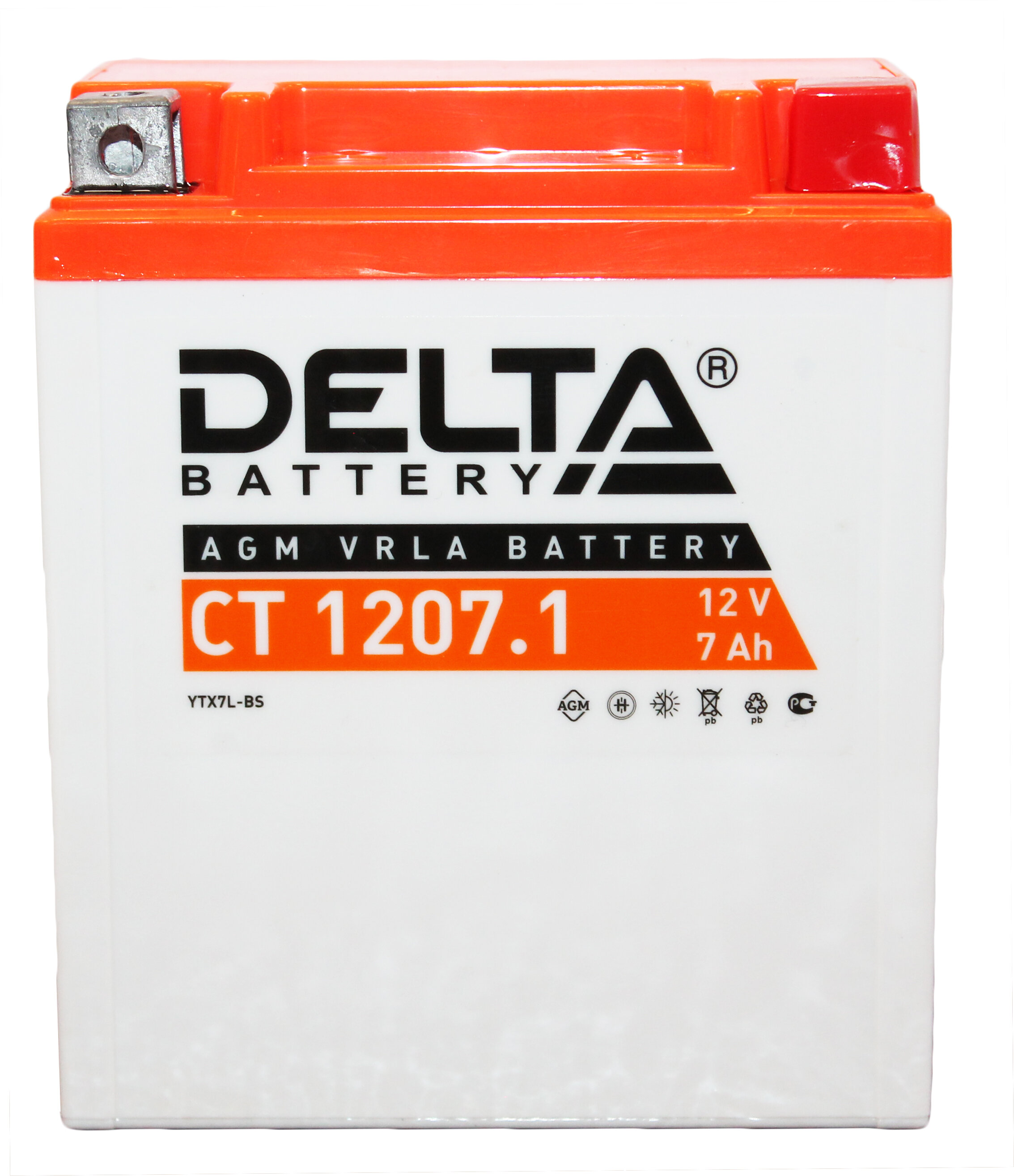 Аккумулятор (мото) 12V Delta CT 1207.1 7Ah100 клеммы под винт 114х71х131
