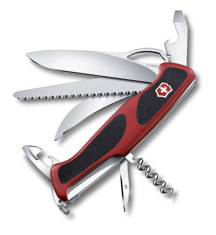 Нож Victorinox RangerGrip 57 Hunter, 130 мм, 13 функций, красный с черным