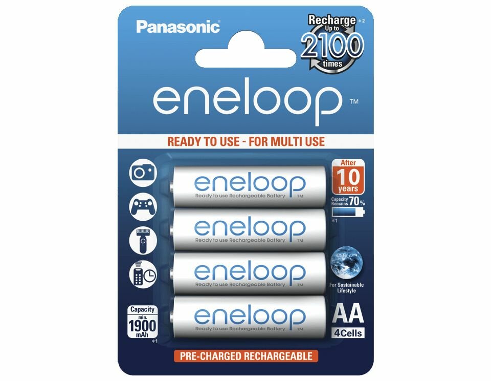 Аккумулятор Panasonic Eneloop AA 1900 4BP (BK-3MCCEC4BE)