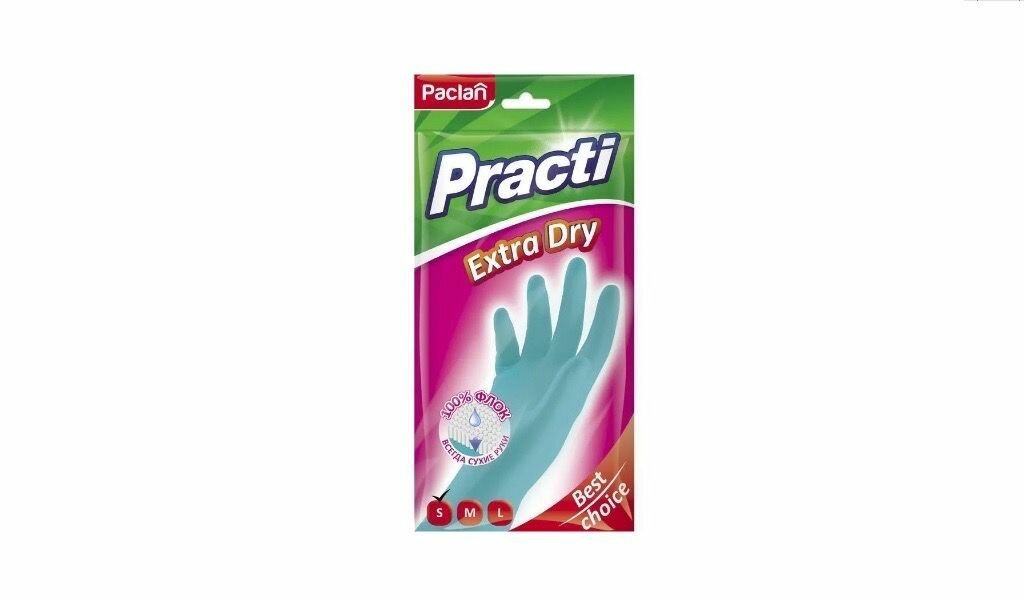 Paclan Перчатки резиновые "EXTRA DRY", размер S, 1 пара