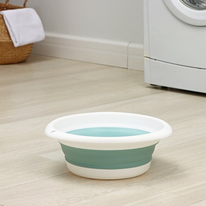 фото Таз складной «Флекс», 5,5 л, 32,5×33×4,5 см, цвет морская волна