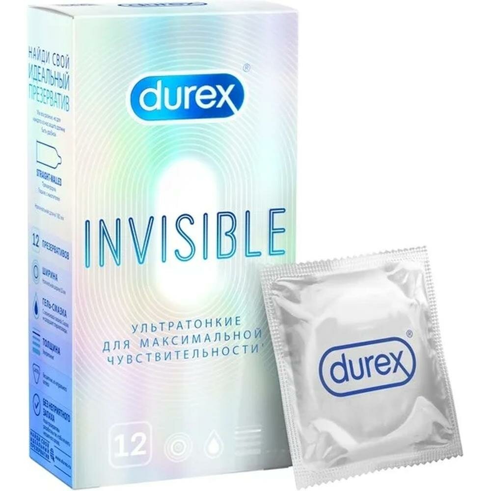 Durex Invisible Презервативы ультратонкие для максимальной чувствительности, 12 шт.