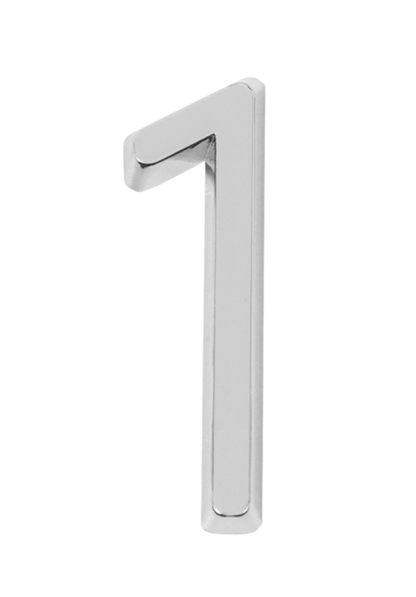 Цифра на дверь "1" FUARO ABS CP цвет хром для входных дверей квартир,домов, офисов