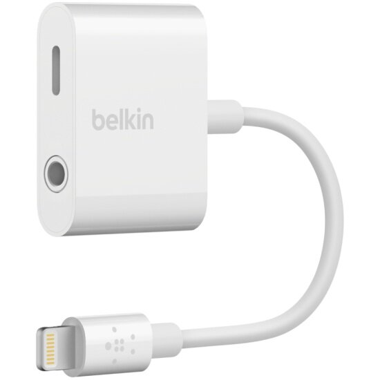 Переходник BELKIN lighting 8-pin папа/lighting 8-pin мама и miniJack 3.5 мама (F8J212btWHT) белый