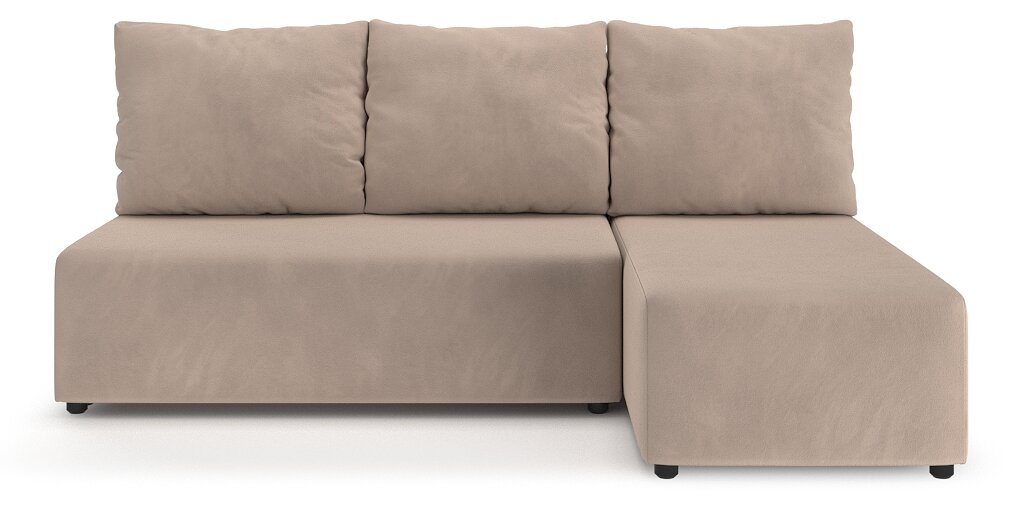 Угловой диван-кровать PUSHE, раскладной Каир Lux, правый угол, велюр, бежевый - фотография № 1