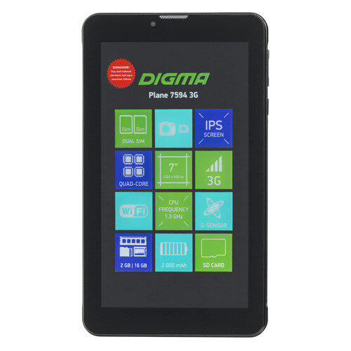  Digma Plane 7594 3G, 2GB, 16GB, 3G, Android 9.0  [ps7210pg]