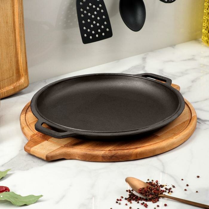 BRIZOLL Сковорода чугунная порционная "хорека" с подставкой, 280 х 25 мм, ТМ BRIZOLL