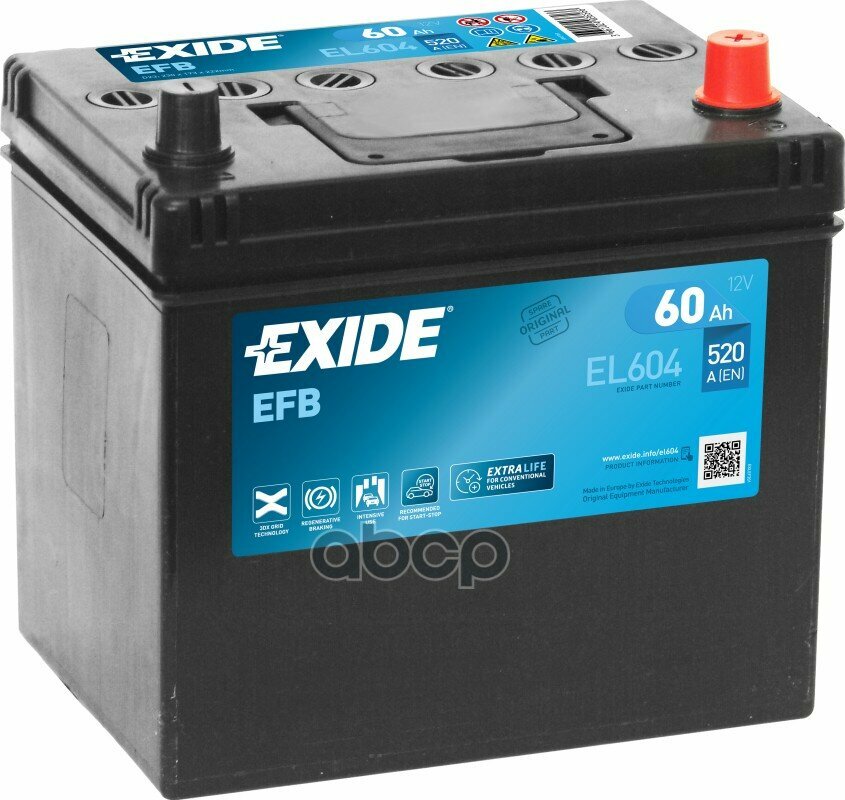 Автомобильный аккумулятор Exide Start-Stop EFB EL604