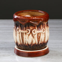 Кашпо "Мешок", коричнево-бежевое, керамика, 0.6 л