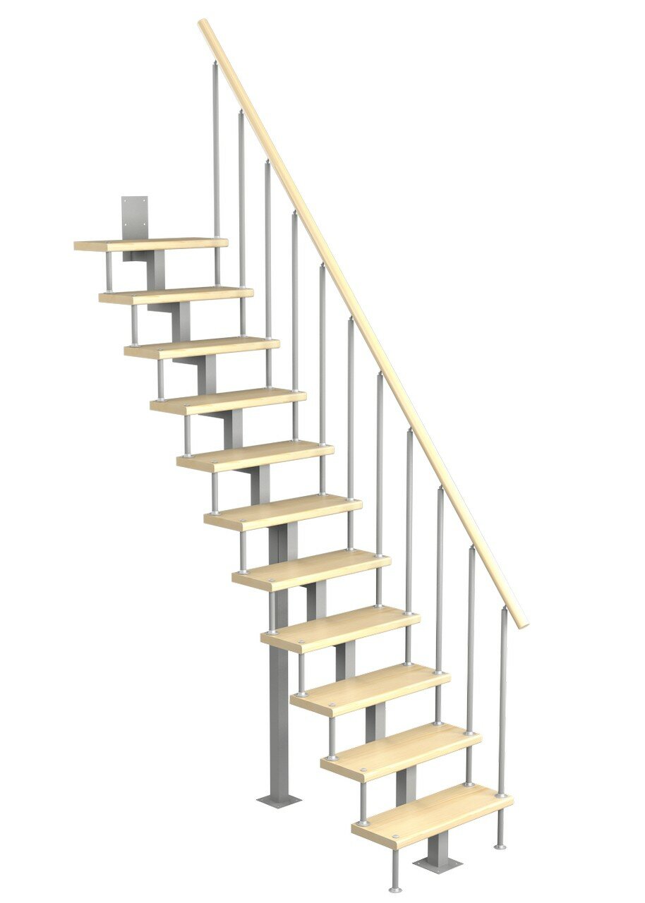 Модульная малогабаритная лестница Линия (h 2475-2700 Серый Сосна Крашеная)