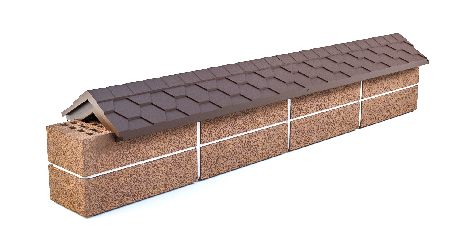 Парапет полимерпесчаный Zking на заборную ленту 130 мм, цвет коричневый - фотография № 1