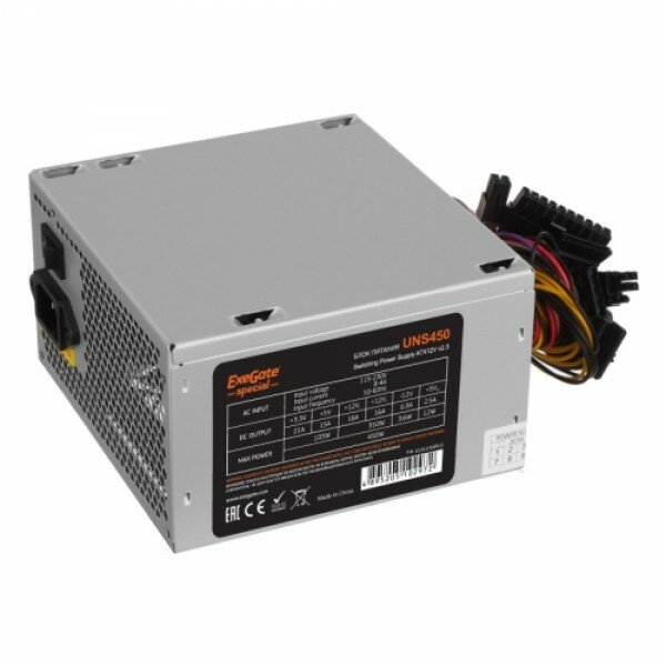 Блок питания 450W Exegate Special UNS450, ATX, 12cm fan, 24p+4p, 6/8p PCI-E, 3*SATA, 2*IDE, FDD