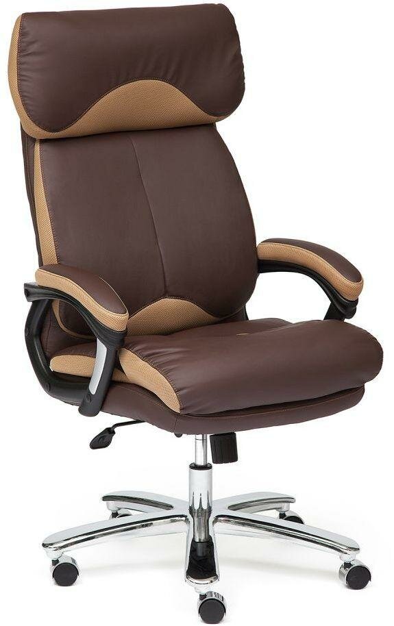 Кресло TetChair GRAND кожа + кож.зам/ткань, коричневый/бронза-21