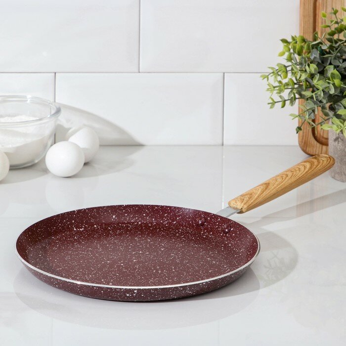 Доляна Сковорода блинная Доляна Natural, d=24 см, ручка soft-touch, антипригарное покрытие, индукция, цвет коричневый