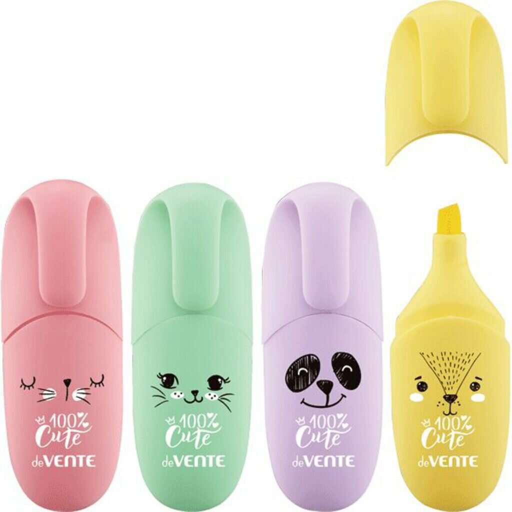 фото Набор текстовыделителей deVENTE 100% Cute" 4 цв., 1-5мм, мини, пастель