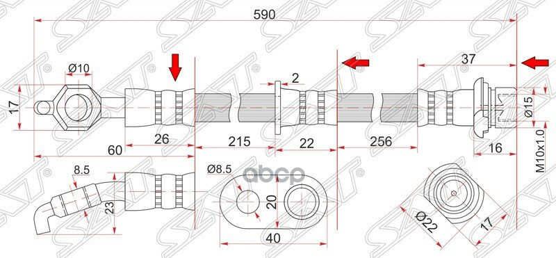 Шланг Тормозной Перед (Таиланд) Toyota Camry/Vista 94-98 Lh Sat арт. ST-90947-02793