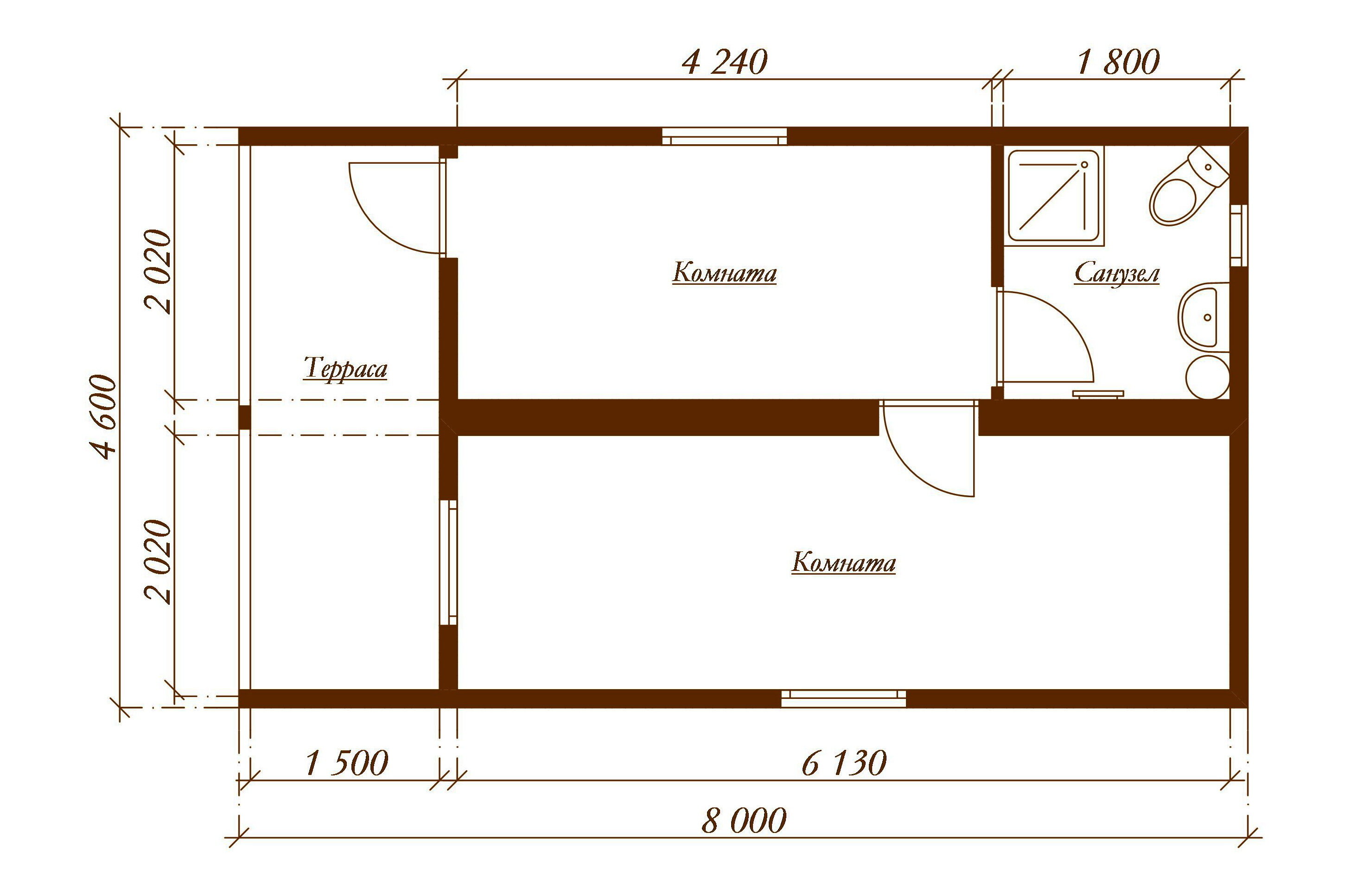 Каркасный модульный дом 8,0х4,6 м с террасой и санузлом Эленвуд - фотография № 10