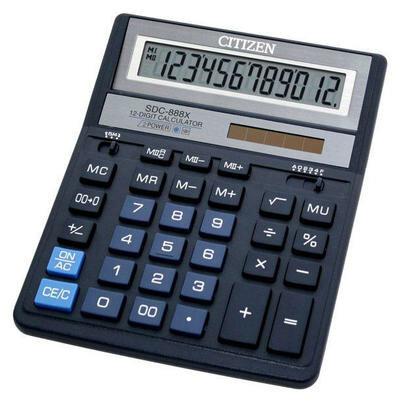 Калькулятор Citizen SDC-888XBL синий 12-разрядный 2-е питание/00/MII/mark up/A0234F .