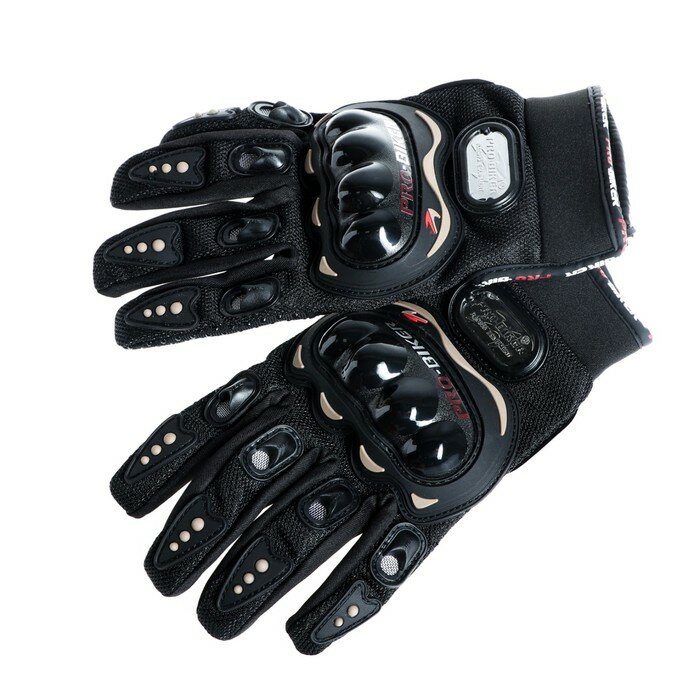 Перчатки мотоциклетные с защитными вставками, пара, размер L, черные - фотография № 4