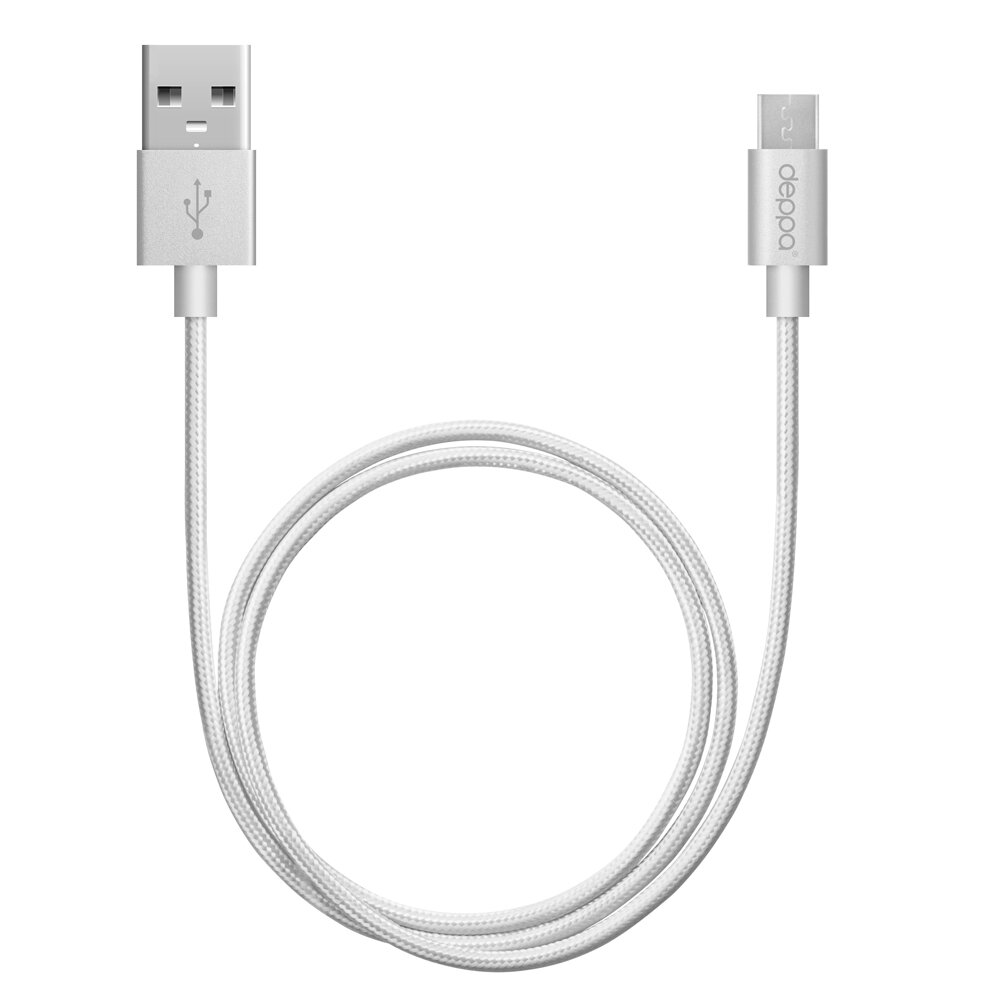 Кабель USB-MicroUSB 1.2m серебристый Deppa (72190) алюминий/нейлон