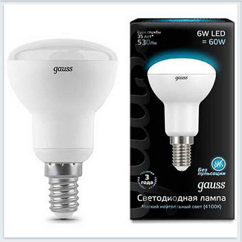 Gauss Лампа светодиодная R50 E14 6W 4100K Gauss 106001206