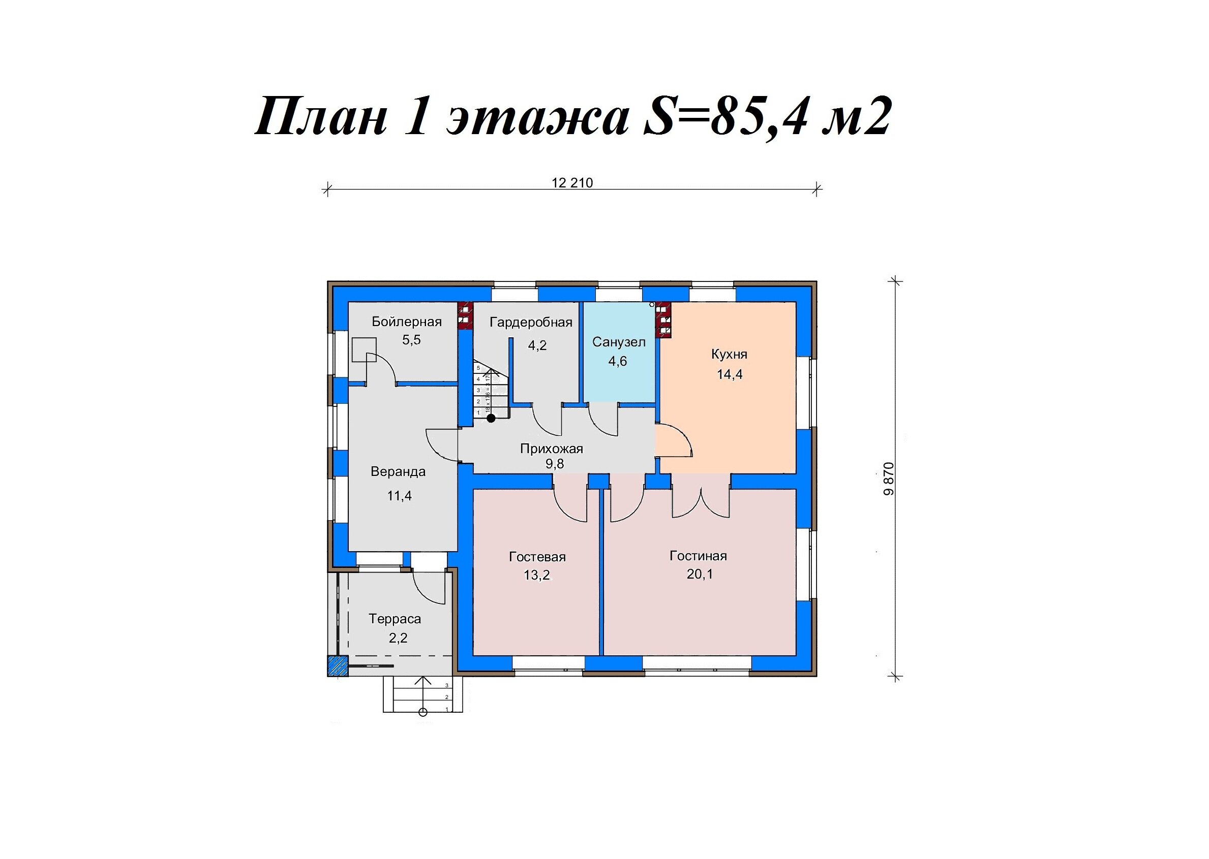 Проект жилого дома SD-proekt 15-0037 (152,2 м2, 9,09*9,87 м, керамический блок 380 мм, облицовочный кирпич) - фотография № 5