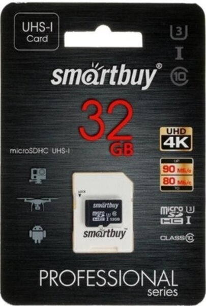 Память microSD 32Gb Smartbuy SB32GBSDCL10U3-01 .