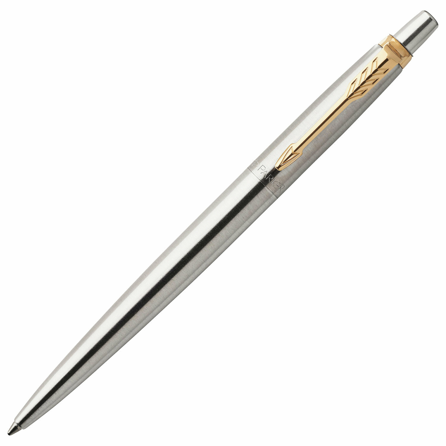 Ручка шариковая PARKER "Jotter Core Stainless Steel GT", корпус серебристый, позолоченные детали, синяя, 1953182