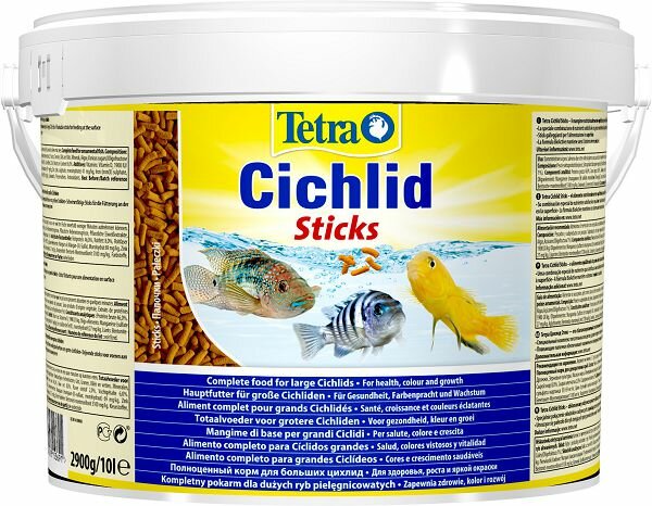 Tetra TetraCichlid Sticks основной корм для цихлид и других крупных рыб, палочки 10 л