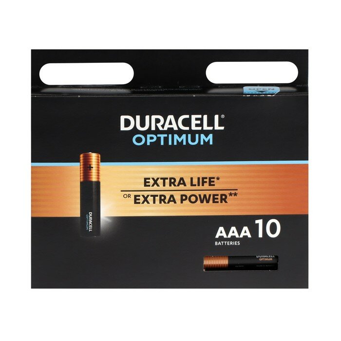 Duracell Батарейка алкалиновая Duracell OPTIMUM, AAA, LR03-10BL, 1.5В, блистер, 10 шт.