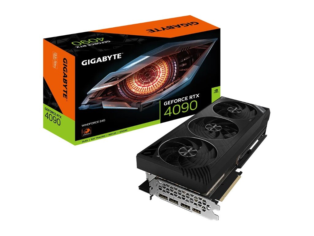 Видеокарта Gigabyte GeForce RTX 4090 WINDFORCE 24G 2520 Mhz PCI-E 4.0 24576Mb 21000Mhz 384-bit HDMI 3xDP GV-N4090WF3-24GD