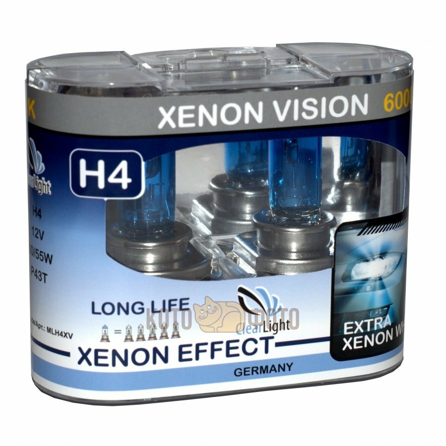 Комплект ламп Clearlight H4 12V-60/55W XenonVision (2 шт.) MLH4XV