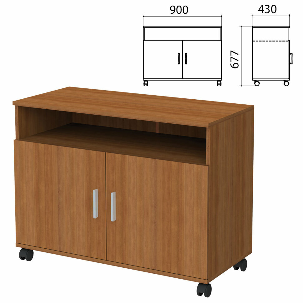 Тумба для оргтехники "Канц", 900х430х677 мм, 2 двери, цвет орех пирамидальный, ТК28.9, 640063