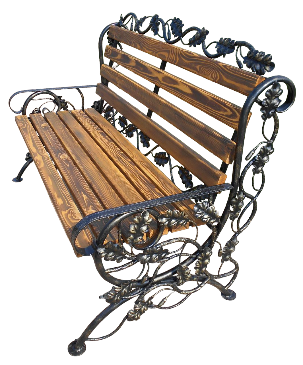 Кованая скамейка садовая, металлическая скамья, лавочка для дачи МА-14 - фотография № 1