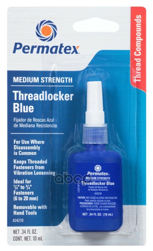 Клей Клей Для Резьбы Синий Средняя Степень Фиксации Permatex Medium Strength Threadlocker Blue 10 Мл (Блистер). Permatex арт....