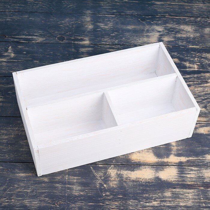 Дарим Красиво Ящик деревянный 20.5×34.5×10 см подарочный комодик, белая кисть - фотография № 2