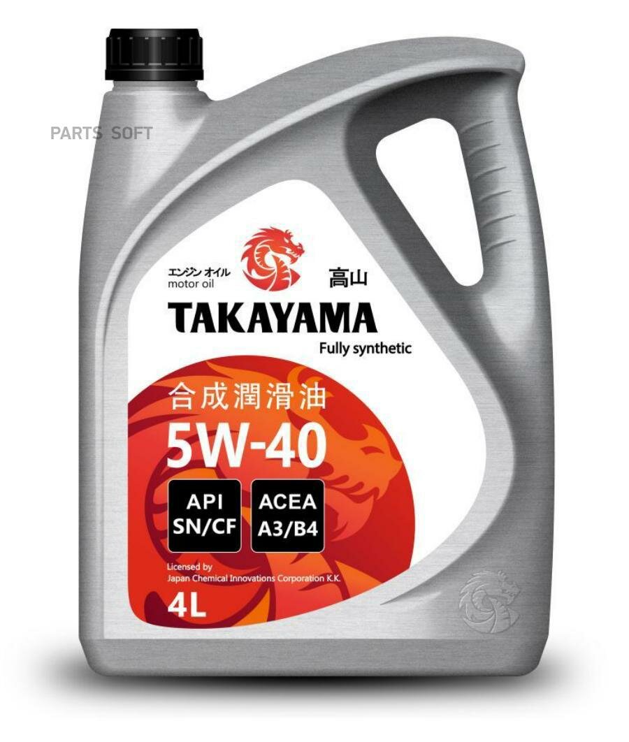 TAKAYAMA 605521 TAKAYAMA SAE 5W-40 API SN/CF A3/B4 (4л) пластик