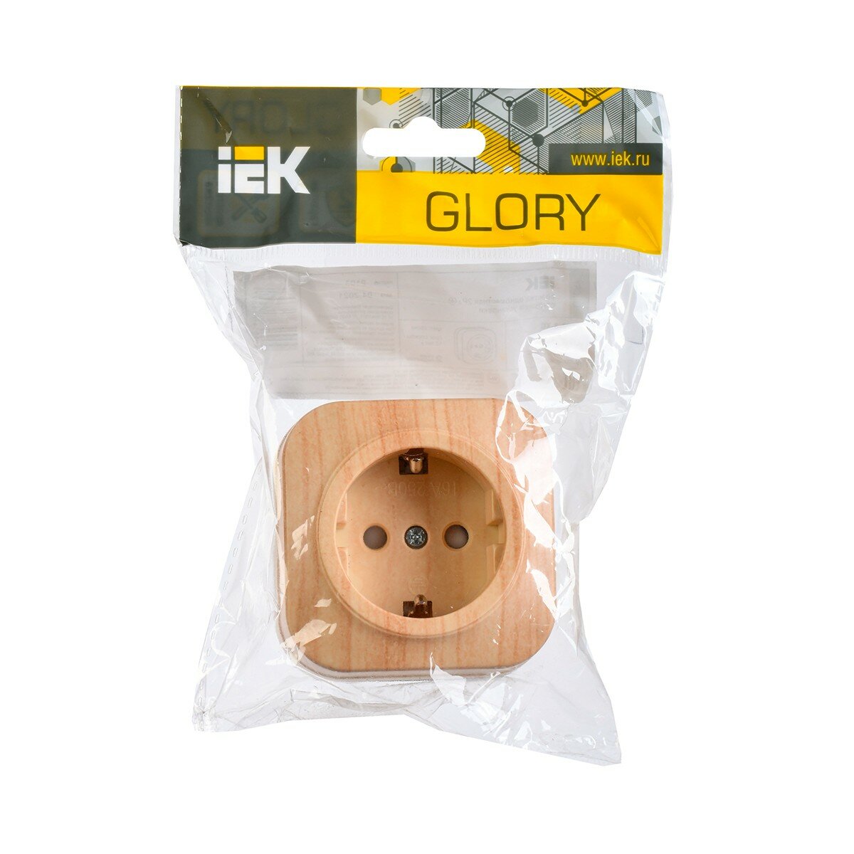 Розетка накладная IEK Glory, с з/ш, с заземлением, 16 А, 250 В, IP20, сосна - фотография № 2