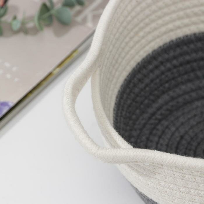 Доляна Корзина для хранения плетёная ручной работы «Рита», 30×20×13,5 см, цвет серый - фотография № 3