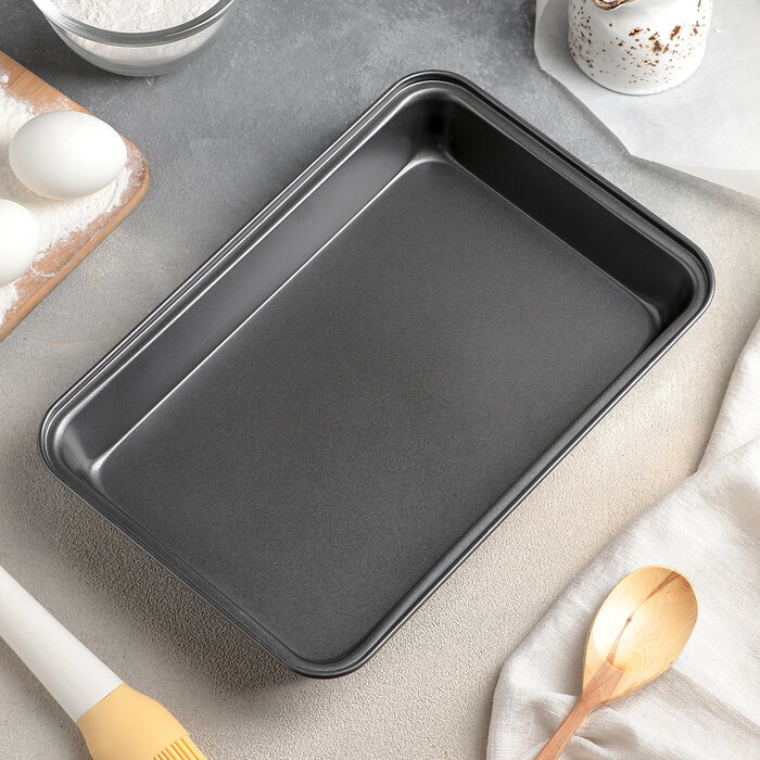 фото Противень Доляна "Прямоугольник. Жаклин", 30х20х4,5 см, антипригарное покрытие, цвет чёрный