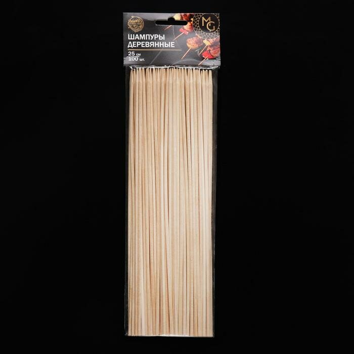 Шампур деревянный Magistro, 25×0,3 см, 100 шт, берёза - фотография № 4